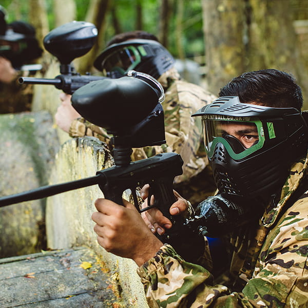 Paintball aiming in forest